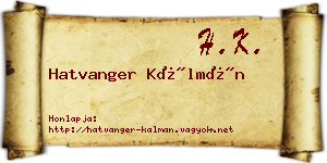 Hatvanger Kálmán névjegykártya